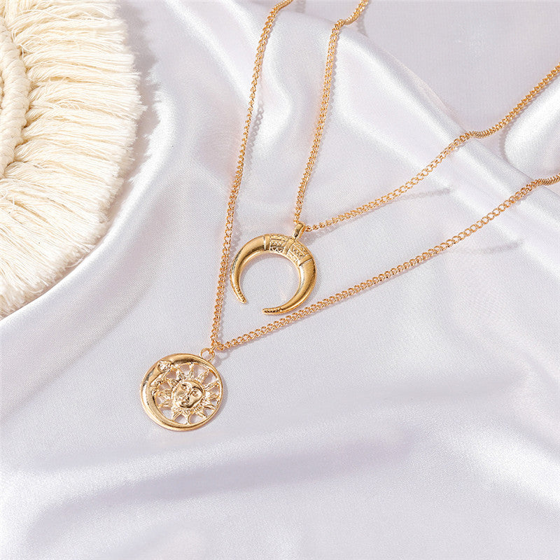 Punk Style Sun And Moon Necklace