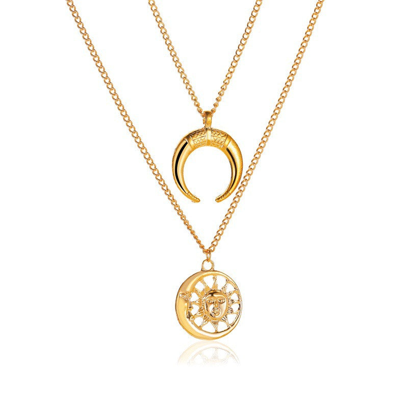Punk Style Sun And Moon Necklace