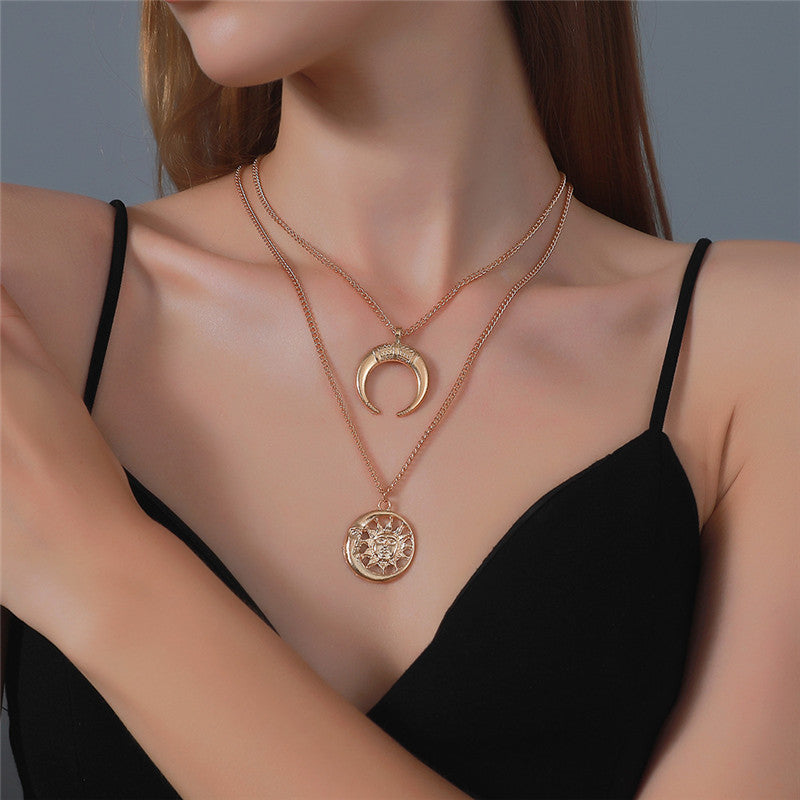 Punk Style Sun And Moon Necklace