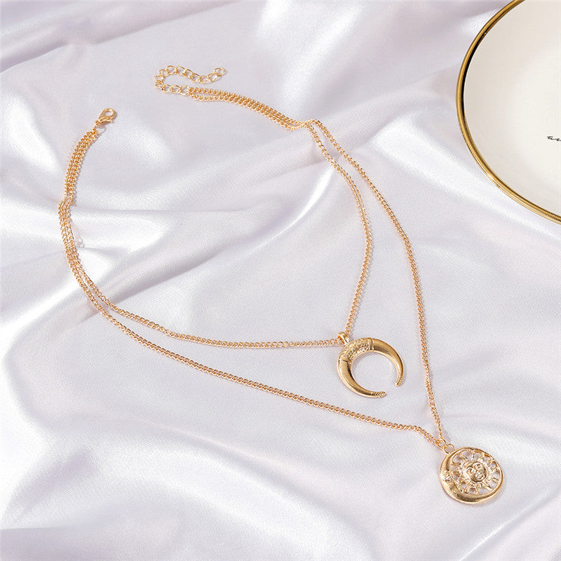 Punk Style Sun And Moon Necklace