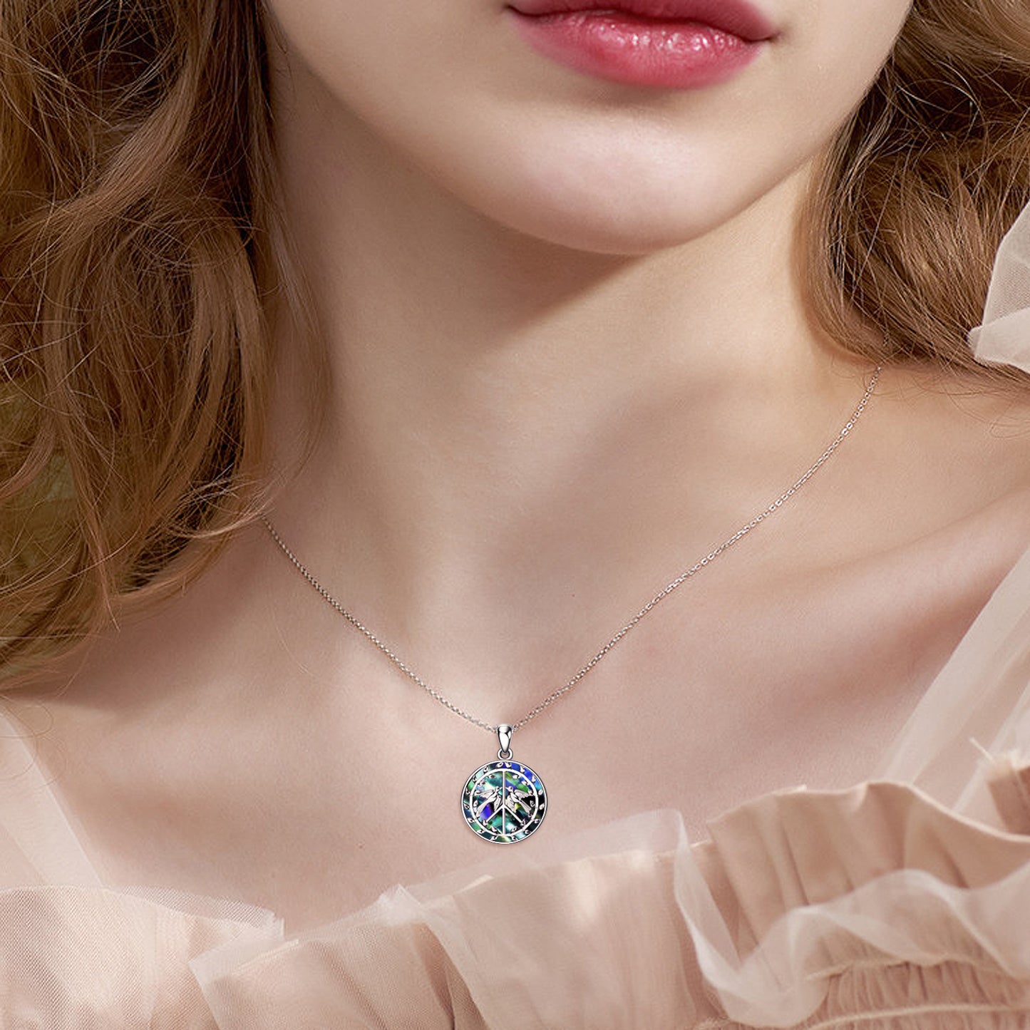 Sterling Silver Peace Sign Necklace