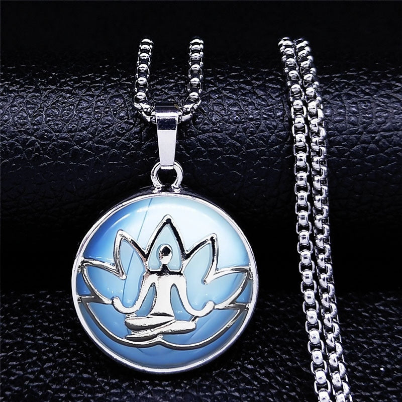 Lotus OM Moonstone Necklaces